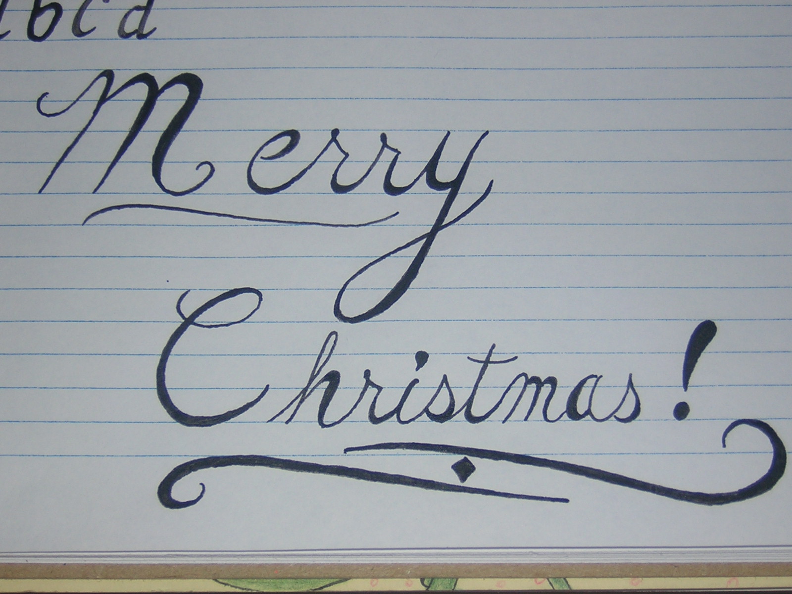 Calligraphy Cursive Merry Christmas Fancy Writing
